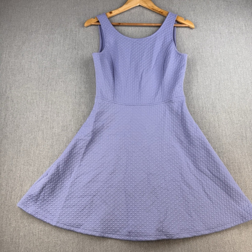Frenchi Fit & Flare Dress Women Medium Purple Sleeveless Textured Cutout